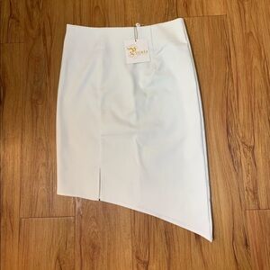 Pizzuto The Celestial White Asymmetrical Midi Skirt